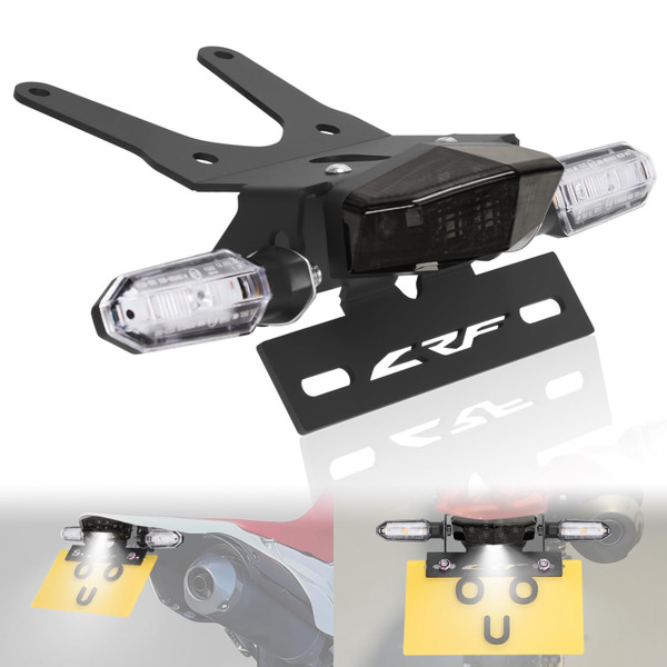 CRF250L Fender Eliminator Kit Compatible with 2013-2020 CRF250L CRF250LRALLY & 2017-2019 CRF250RL Tail Tidy License Plate Bracket with LED Tail Brake Light Turn Signal (Smoke）