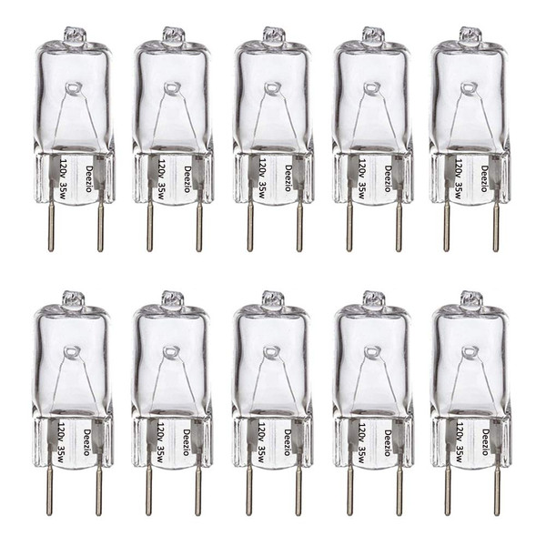 Deezio Xenon G8 35w 120v Bulb 120V T4 Light Bulbs 190Lumen G8 Base 120 Volt JCD Type, Pack of 10