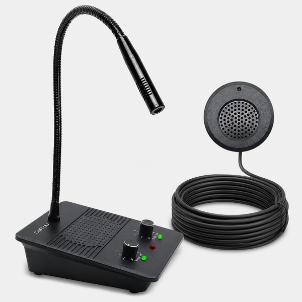 CallToU Window Speaker Intercom System,Dual Way Anti-Interference Intercommunication Microphone Talk Through Glass Window,for Business,Bank,Office,Hospital,Counter,Store,Station,School and More