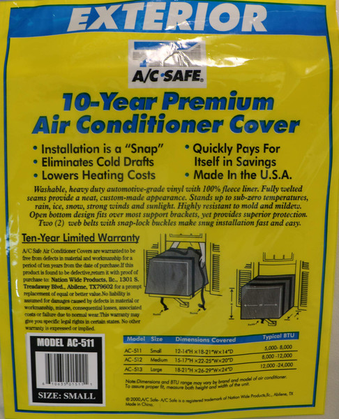 A/C Safe Exterior Cover for Large Window Air Conditioners
