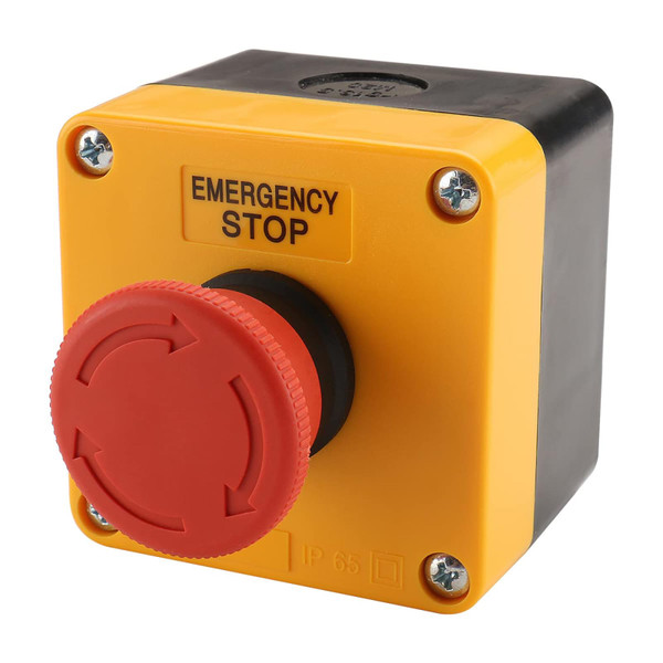 BAOMAIN Red Sign E-Stop Button, 1NO1NC 660V 10A Waterproof Switch Station