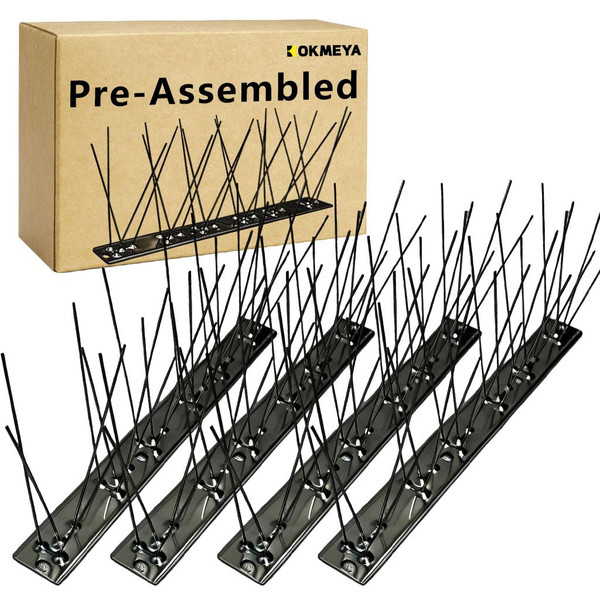 KOKMEYA Bird Spikes,Black Install,304 Stainless Steel Bird Deterrents Spikes for Outside to Keep Birds Away Bird Scare Devices Outdoor,9.84FT 12Pcs