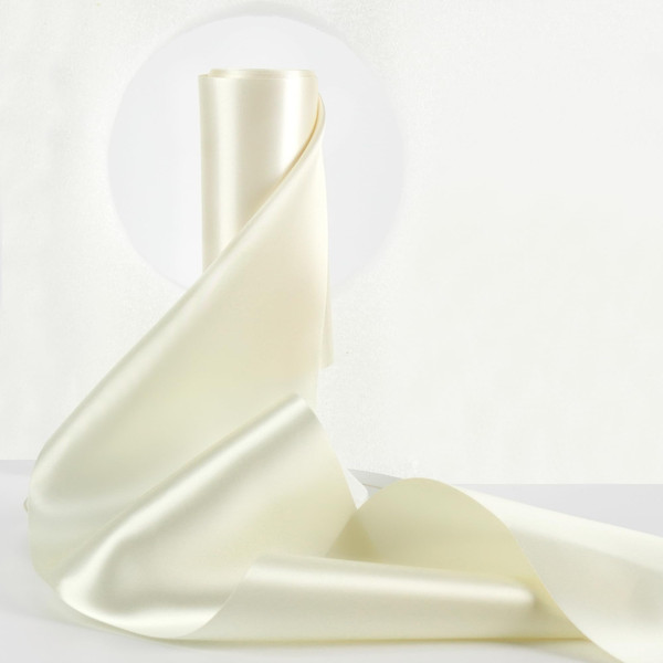 HUIHUANG Ivory Double-Faced Thick Satin Ribbon 6 Inch Continuous 10 Yards