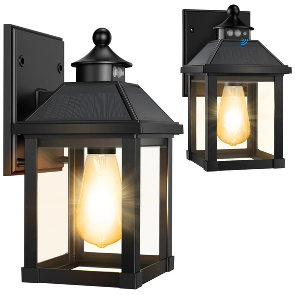 Auzev Solar Sconce Lights Outdoor Wall Mount Solar Porch Light Exterior