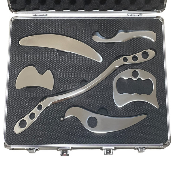 NCCYOOT Gua sha Set, IASTM Tool Gua Sha Stainless Steel Muscle Scraper Set of 6 Picese for Soft Tissue Therapy and Reduce Arms,Legs,Back, Shoulder Muscle Pain(6CXIAO pcs)……
