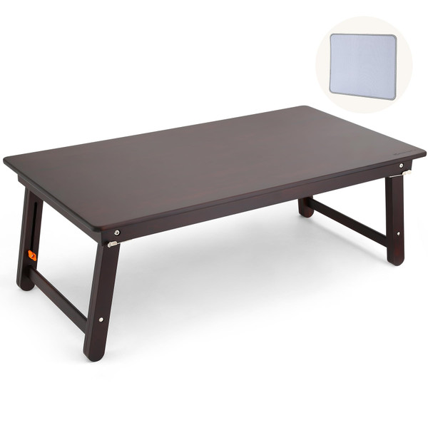 Nnewvante Large Size Floor Desk, Folding Low Coffee Table, Black Walnut