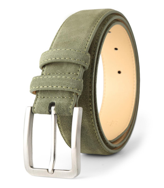 LEAODES LD Men's Belt Casual Genuine Leather Suede Belts for Men 1 3/8" Wide Elegant Golf Dress Belt