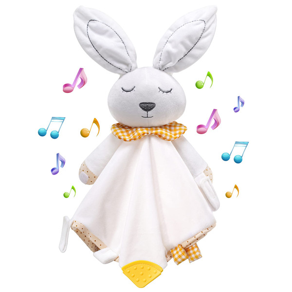 BEREST Baby Sound Sleep Soother- White Noise and Lullaby Infant Sleeping Aid with Cry Sensor at Nap Time Routine, Awesome Babies Gift Portable Plush Toddler Snuggle Toy, Infant Blanket (White)