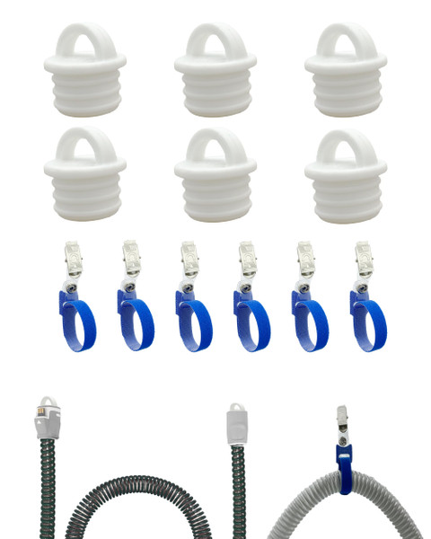 12 Pack CPAP Hose Plugs, Hose Holder Clips Combo Set - Universal 22mm CPAP Tube Dustproof Sealing Cap & Secure Hose Holder Clips, Prevent Dust & Tangle, CPAP Accessories for Travel and Home Use