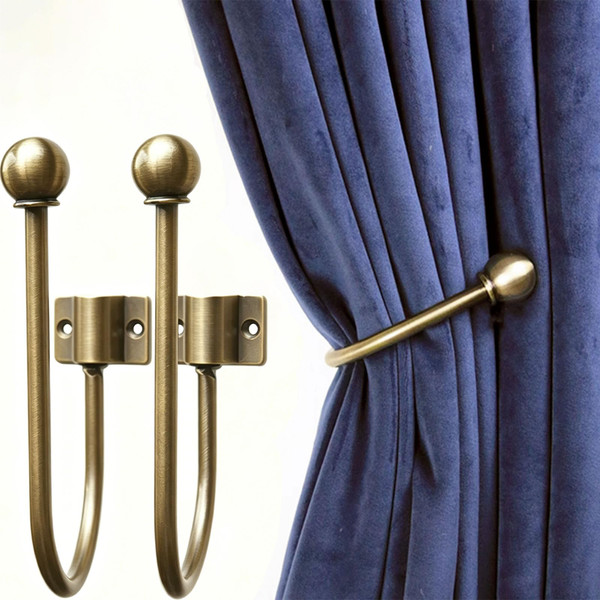 Adjustable Bronze Curtain Holdbacks, Foldable Tiebacks for Heavy Drapes