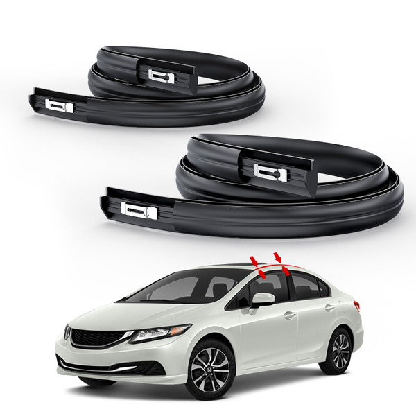 ItranMc Roof Drip Molding Kit for 2012-2015 Honda Civic 4-Door Sedan, Black Rubber Weatherstrip Trim for Left & Right Side,Replace#74316TR0A01 74306TR0A01