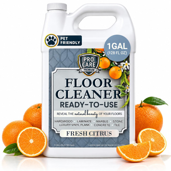 ProCare Floor Cleaner (Made in USA) | Streak-free Cleaner for Tile, Stone, Laminate, Vinyl & Natural Wood Floor Cleaner for Mopping, Household Supplies, Cleaning Solution with Citrus Aroma - 1 Gallon