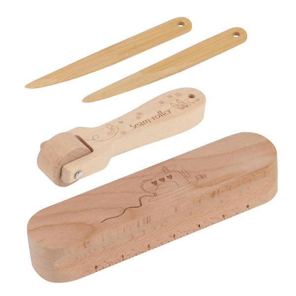 FMTYAOIU Beechwood Tailors Clappers, Seam Roller Beech, Tailors Clapper Set, Multi-Purpose Sewing Tool for Flattening Fabrics and Point Pressing, Wooden Tailors Clapper for Sewing, Quilting, Ironing