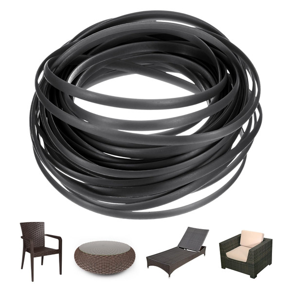 M METERXITY 1-Pack Wicker Repair Kit, 5mm x 33ft/10m Plastic Flat Rattan Replacement Supplies for Patio Furniture Repair/Basket Making/Chair Weaving, Synthetic Woven Rattan [Light Gray]
