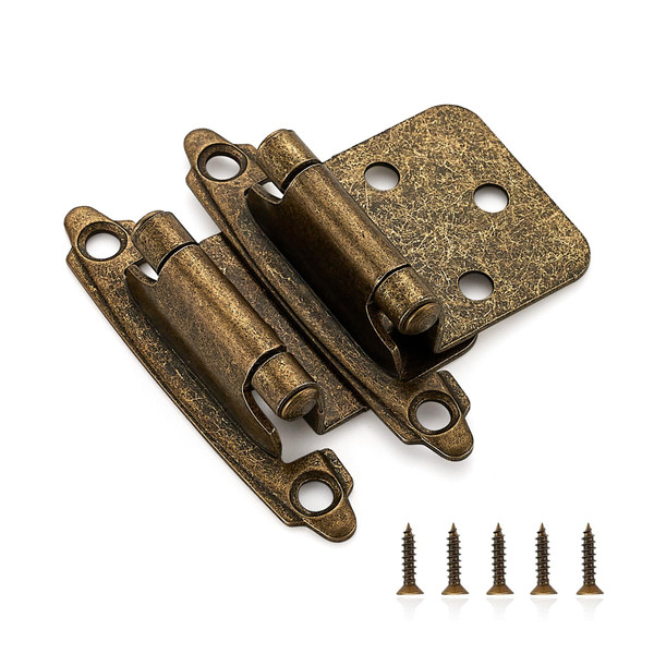 Ravinte Antique Bronze Cabinet Hinges, 1/2 Inch Overlay, 50 Pack (25 Pairs)