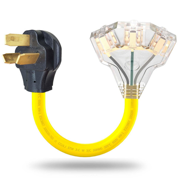 LAVANDINO 3 Prong 220 to 110 Adapter Plug for Stove Gas Range, Oven Converter NEMA 10-50P to 3X 5-15R/5-20R Outlet