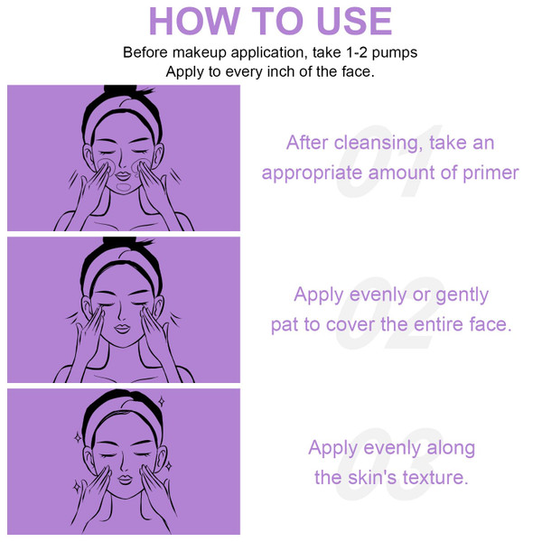 3 In 1 Primer for Face Before Makeup,SPF 50, Sunscreen One Step Color Corrector Face Isolation Cream, Blurs Imperfections Oil Control & Moisturizing Skin Tone Correcting (Purple Pink Green, 1.41 OZ)