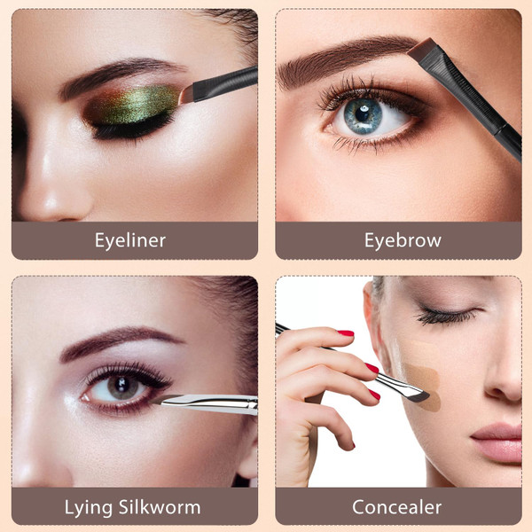 Etercycle 5-Piece Set Eyeliner Brushes for Precision Makeup Application - Fine Angled & Ultra Thin Slanted Flat Angle for Professional Beauty Cosmetic Tool
