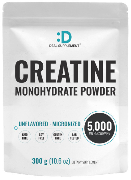 Micronized Creatine Monohydrate, 60 Servings, 5g Per Serving (300g/0.7lb)