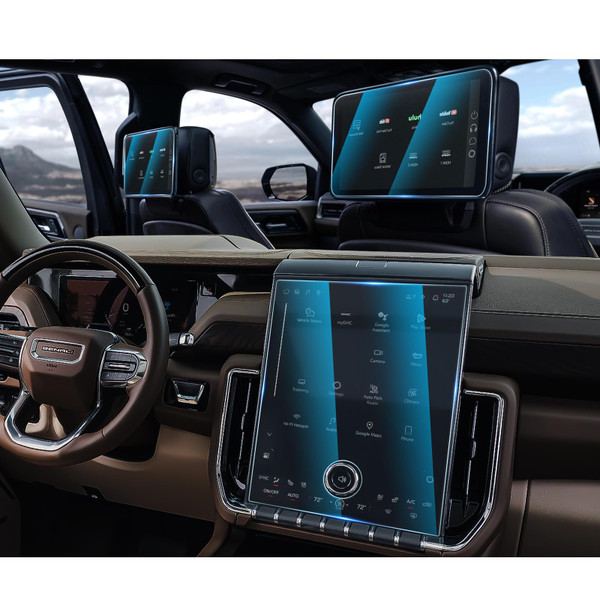 CDEFG (3PCS) For 2025 2026 GMC Yukon Screen Protector - 16.8 Inch & Dual 12.6 Inch Tempered Glass - Yukon (Elevation, AT4, Denali, AT4 Ultimate, Denali Ultimate) Touchscreen & Dual Rear Media Accessories