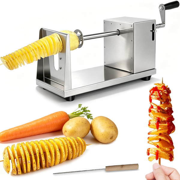 Potato Spiral Cutter, Manual Stainless Steel Potatoes Twister Slicer