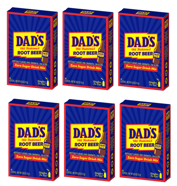 SINGLES TO GO! Dad's Root Beer Sugar Free Drink Mix - 0.53 oz, Pack of 6