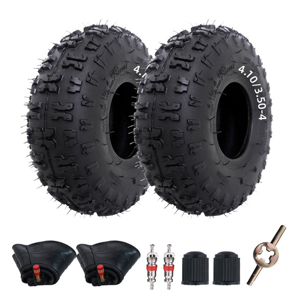 MZREXN 2 Pcs 4.10/3.50-4 Tire and Inner Tube with Bent Valve Stem