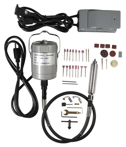 SE Flex Shaft Grinder, Powerful Rotary Tool Kit, Foot Pedal Control, Drilling, Polishing, Carving Multi-function Metalworking Tools, Set of 55 Pcs