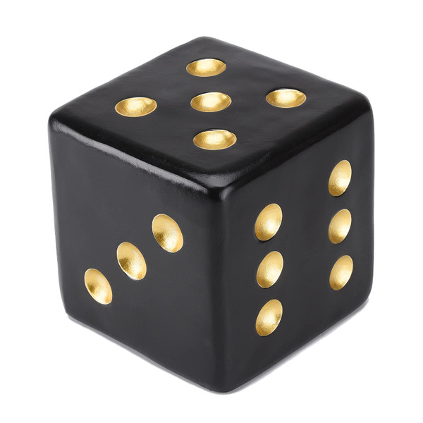 BRABUD Resin Jumbo Dice Statue, Tabletop Decor, Black & Gold, 3.9in