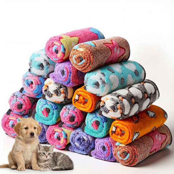 20 Pcs Puppy Blankets Bulk, Soft Fleece Blankets for Small Pets