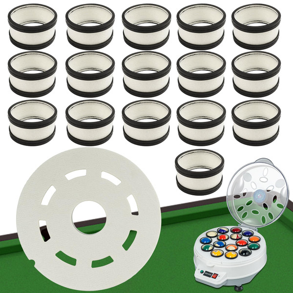 HEIOOM Billiard Ball Cleaning Machine Wool Ring 16 Billiard Ball Cleaner Wool Circle 1 Sheet of Cleaner Felt Long Service Life for Pool Ball Cleaning Machine Replacement Spare Parts