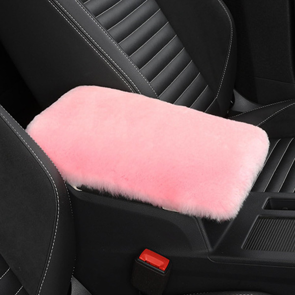 MLOVESIE Genuine Sheepskin Center Console Cover Pad Genuine Furry Fluffy Wool Fur Car Armrest Cover Protector Universal Fit for SUV/Truck/Car