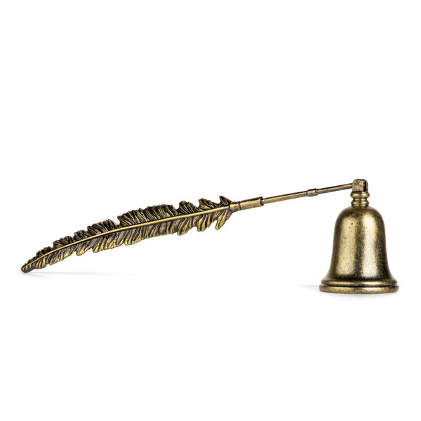 AIM & GGKK Vintage Bronze Feather Candle Snuffer Extinguisher - Long Handle with Bell-Shaped Cap, Decorative Candle Accessory for Smoke-Free Extinguishing