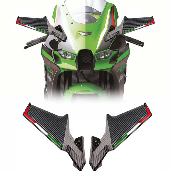 for ZX6R ZX-6R ZX636 2018-2024 2025 ZX10R ZX10RR ZX-10R ZX-10RR 2017-2024 2025 Wind Wing Rearview Mirror Motorcycle Mirror Motorcycle Wing Mirror (Carbon Fiber Texture)