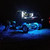 2ft Cyclones and RGBW rock lights installed on a UTV at night