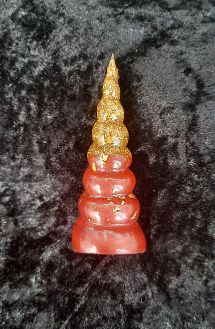 Resin Angel - Unicorn Horn - Large gold and red