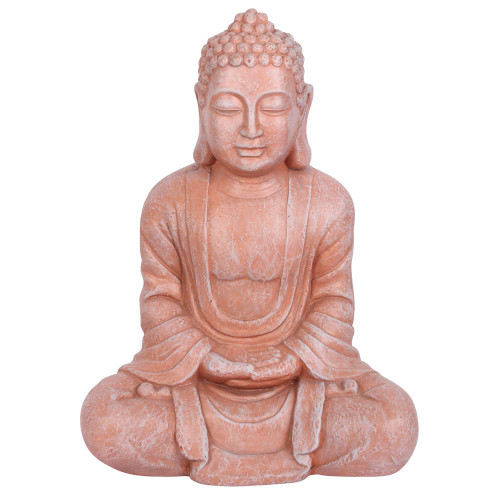 Terracotta Effect 58cm Hands In Lap Sitting Garden Buddha Terracotta Effect 58cm Hands In Lap Sitting Garden Buddha
