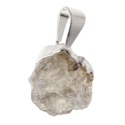 Pendant - Rough Rutilated Quartz, Silver Electroplated & Bail Pendant - Rough Rutilated Quartz, Silver Electroplated & Bail