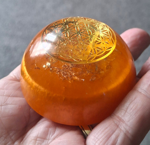 Orange and Copper Sacred Geometry Dome Orange and Copper Sacred Geometry Dome
