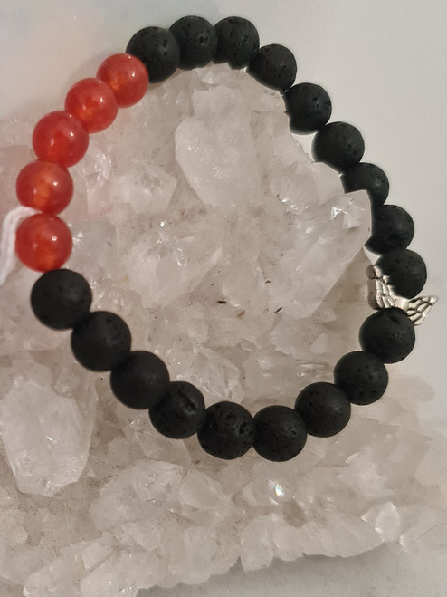 Bracelet 8mm - Lava & Carnelian - Essential Oil Diffuser