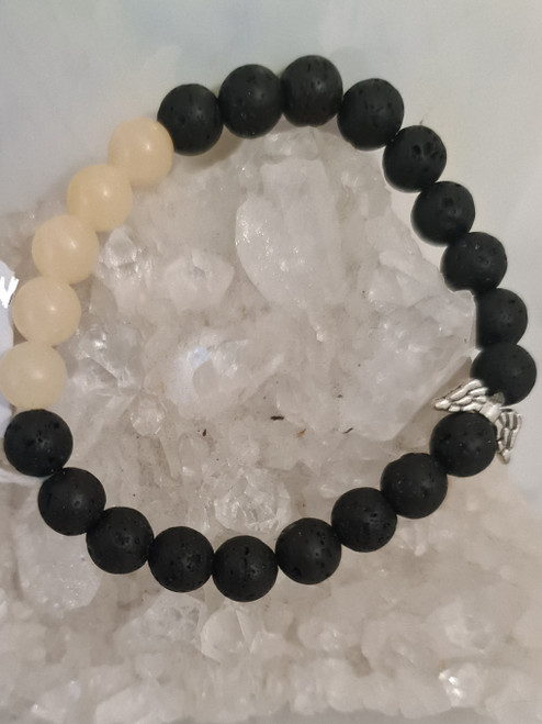 Bracelet 8mm - Lava & Calcite Yellow - Essential Oil Diffuser