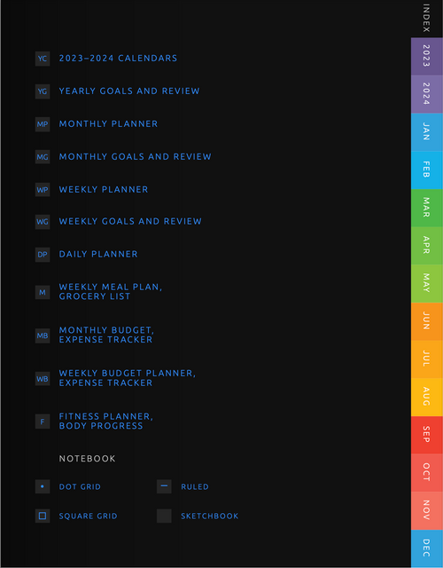 PLANNER - Digital Monthly Planner (dark vertical) 2022