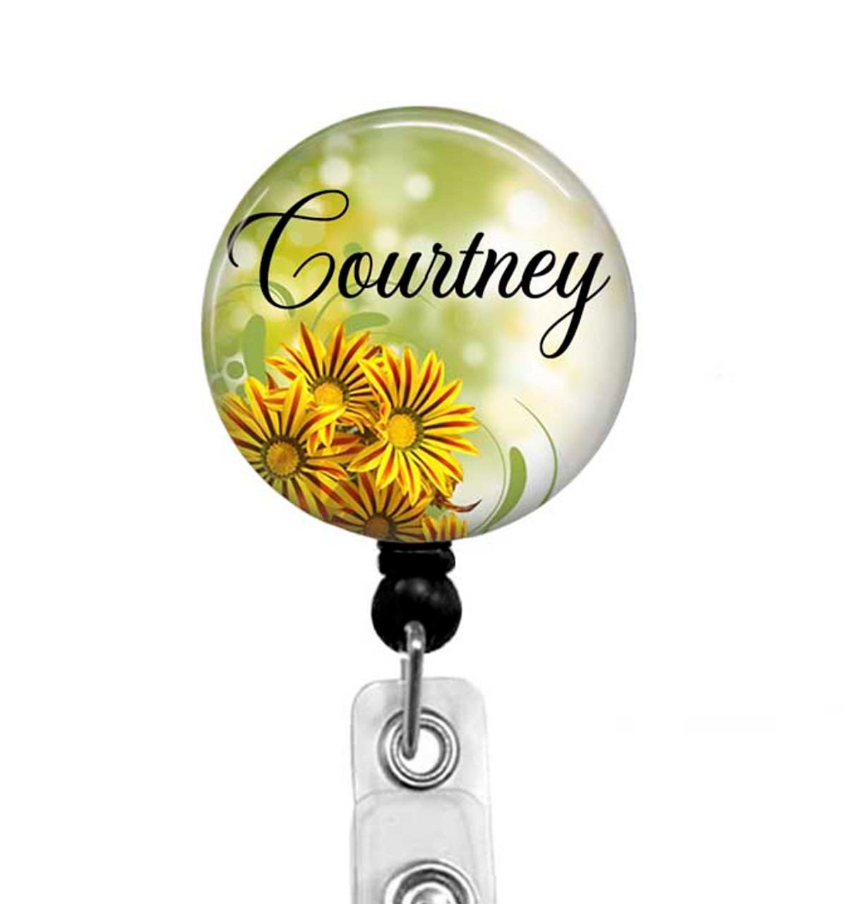 Sunflower Badge Reel Also Available on Stethoscope Tag or Retractable  Carabiner Reel