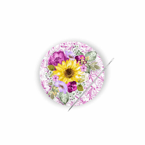 Yellow and pink magnetic needle minder.