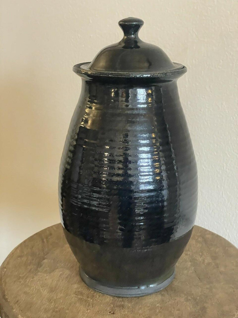  Gordon P. Ray Black Urn Lid Cagle Road Pottery Seagrove North Carolina Pottery 