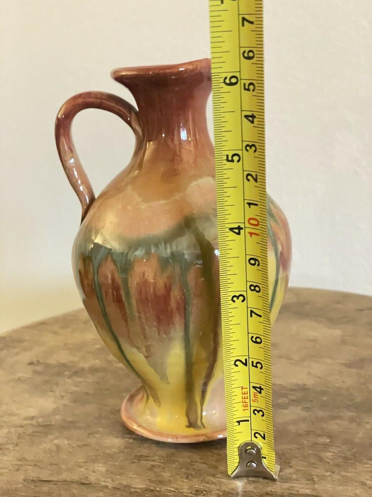  JB Cole Pitcher Sunset Orange Multi North Carolina Pottery 