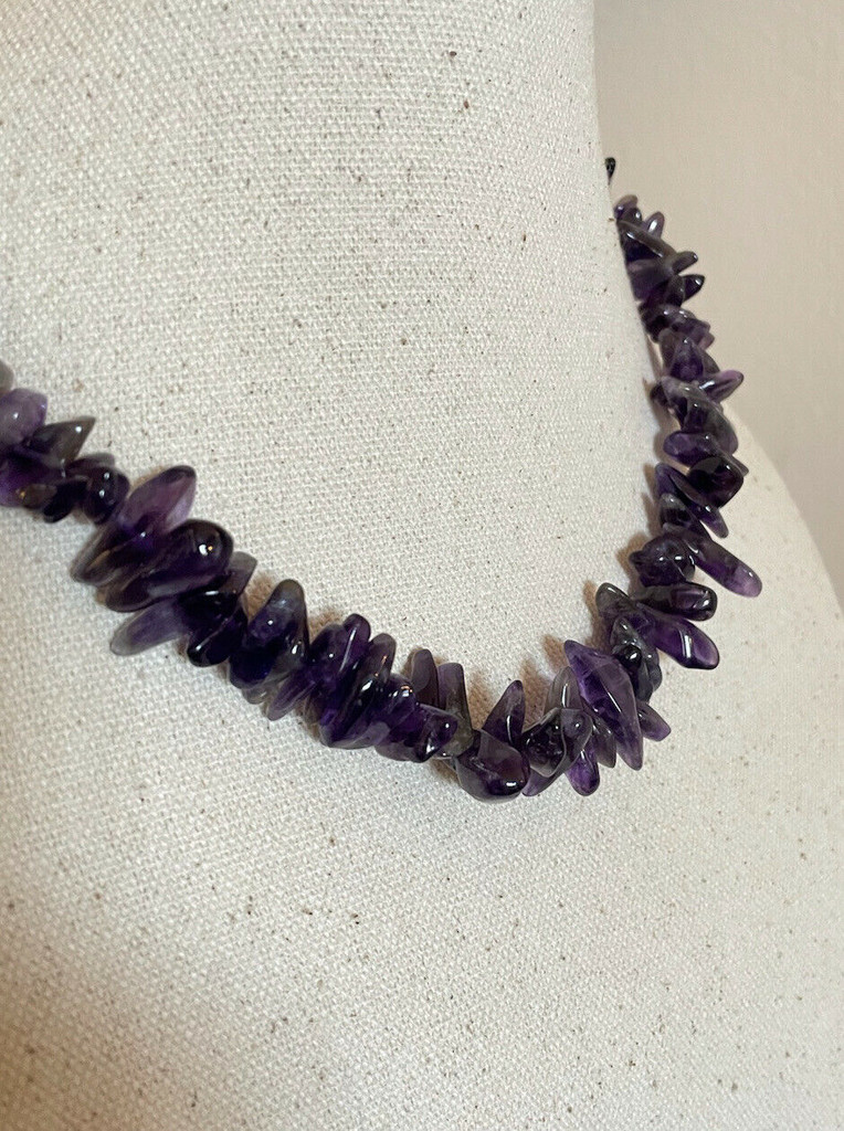 Vintage 17" Long Tumbled Amethyst Necklace Choker