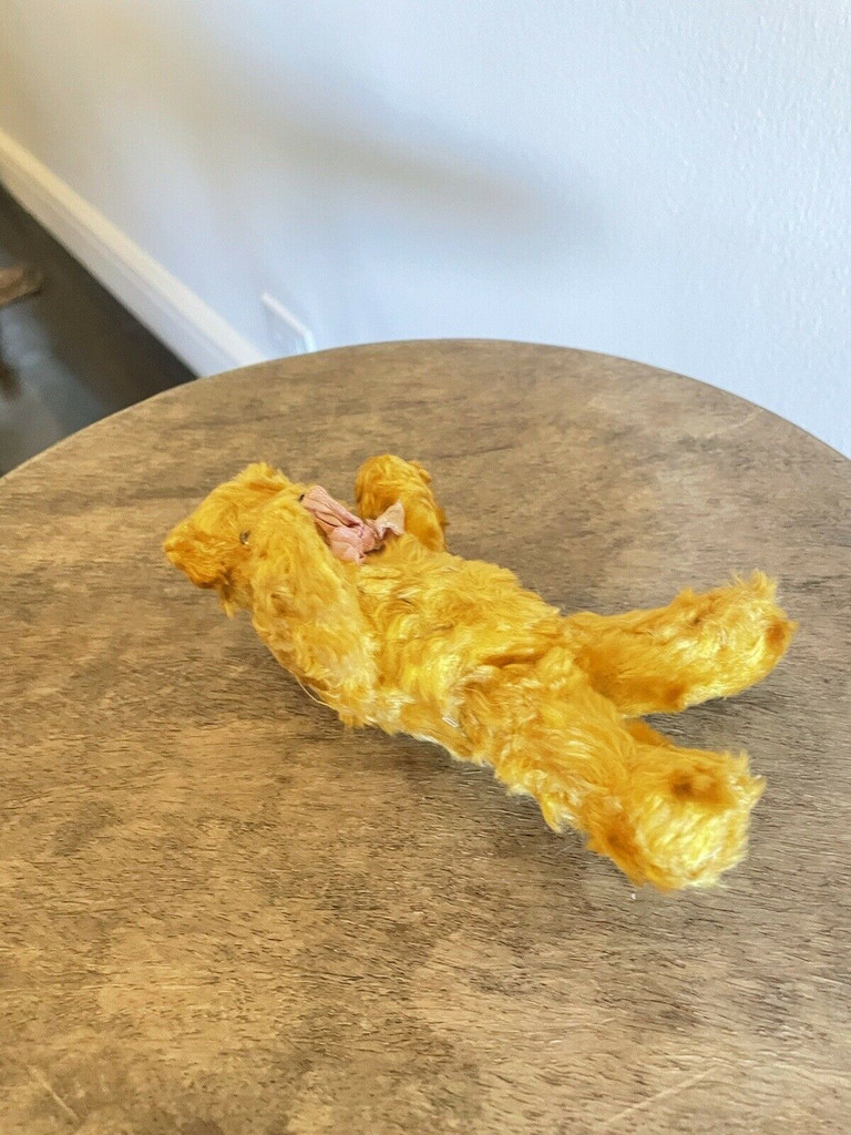 Vintage Mohair Teddy Bear Jointed Medium with Bow 1900's