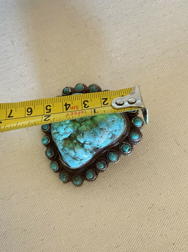Sterling Silver Handmade Southwest Chunk Turquoise Pendant Statement 1 of 2