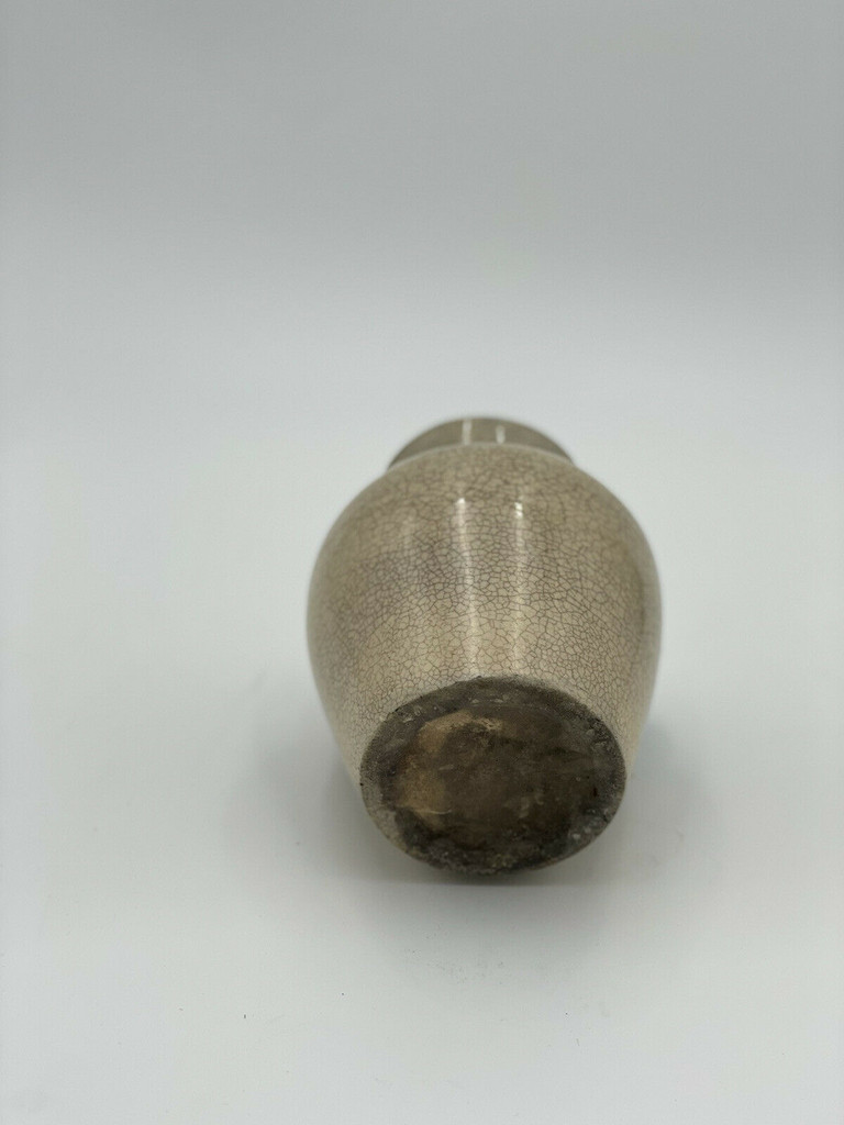Crackle Glazed Vase 19th Century Snuff Jar Mint Condition White Ovoid